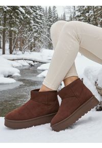Sinsay - Botki ocieplane z domieszką wełny - brązowy. Kolor: brązowy. Materiał: wełna #1