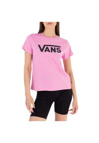 Koszulka Vans T-Shirt Flying V Crew Tee VN0A3UP4BLH1 - różowa. Kolor: różowy. Materiał: dzianina, bawełna. Wzór: aplikacja, nadruk #1