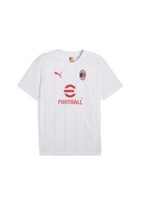 Puma - Męska koszulka przedmeczowa AC Milan PUMA White Putty Beige. Kolor: biały, wielokolorowy, beżowy. Sport: piłka nożna