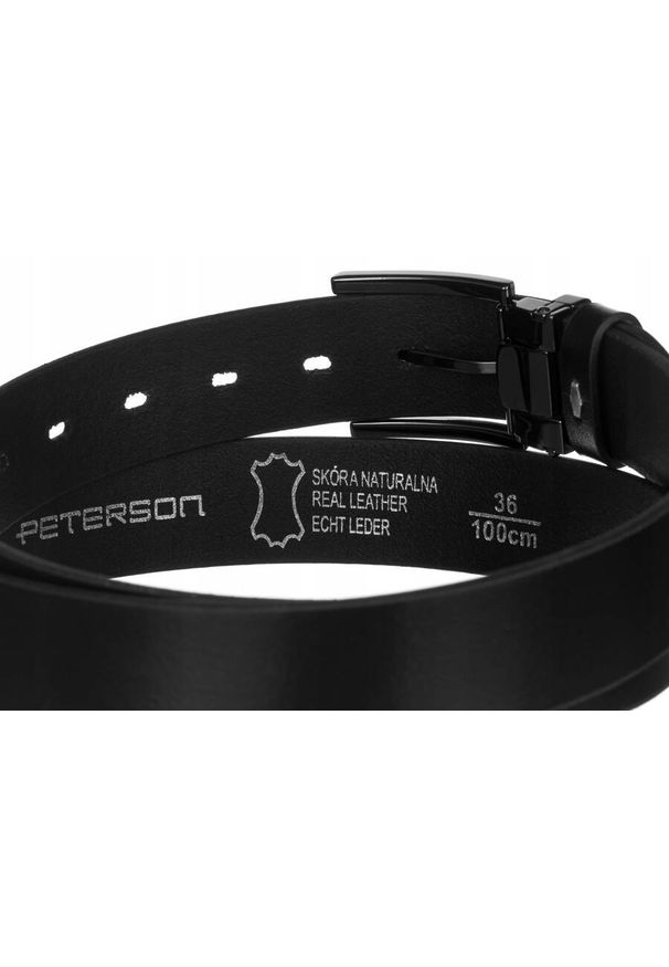 Pasek skórzany Peterson [DH] PTN PS-05M czarny. Kolor: czarny. Materiał: skóra