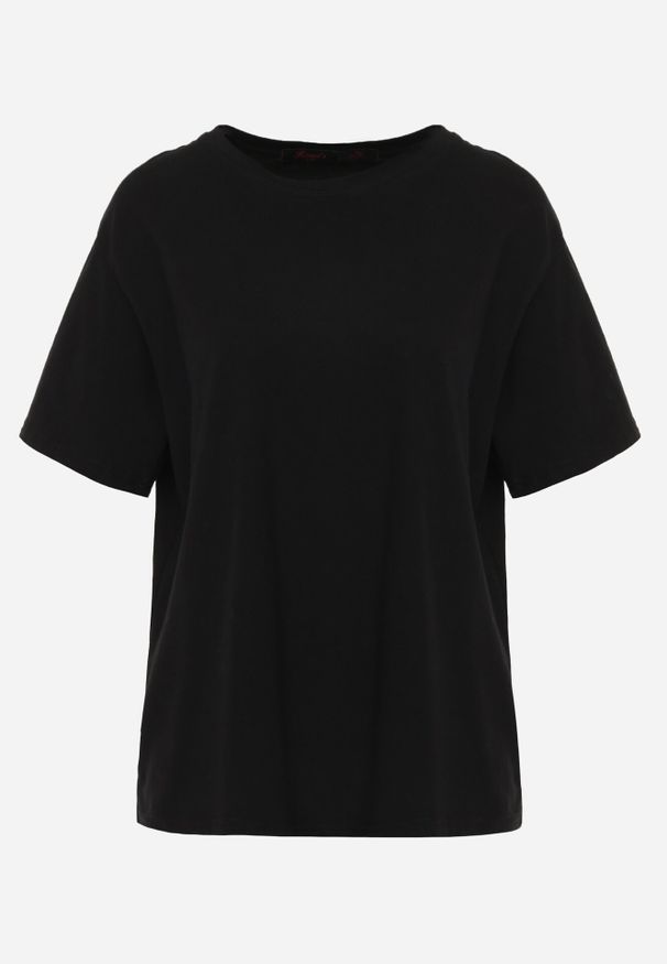 Born2be - Czarny T-shirt z Bawełny Typu Oversize Nedika. Okazja: na co dzień. Kolor: czarny. Materiał: bawełna. Styl: casual, klasyczny