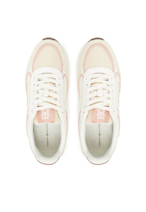 TOMMY HILFIGER - Tommy Hilfiger Sneakersy Casual Fashion Runner Mix FW0FW08693 Écru. Okazja: na co dzień. Materiał: skóra