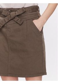Morgan Spódnica jeansowa 231-JSTELA Khaki Regular Fit. Kolor: brązowy. Materiał: syntetyk, bawełna, jeans