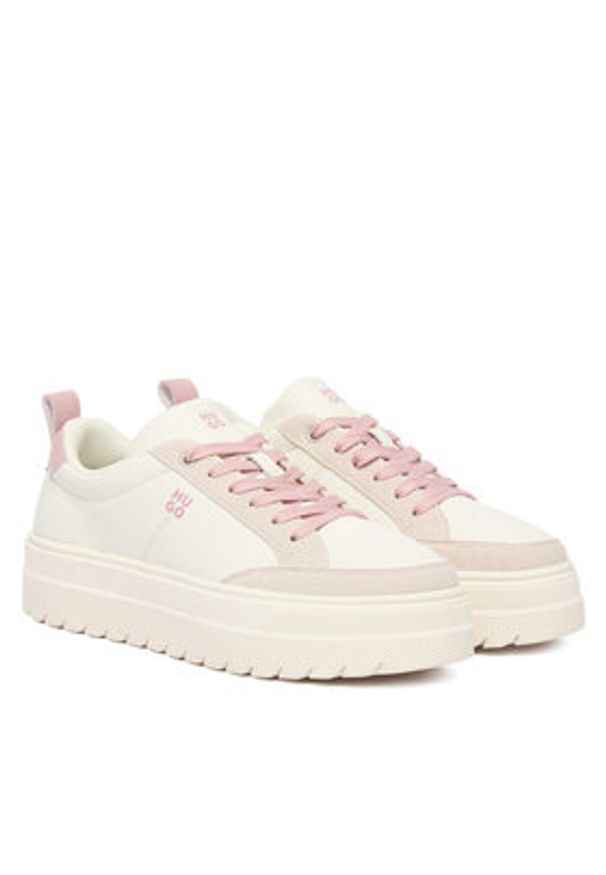 Hugo - HUGO Sneakersy Lyssa 50557899 Biały. Kolor: biały. Materiał: skóra
