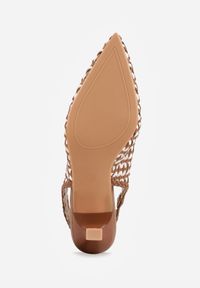 Renee - Brązowe Plecione Czółenka Slingback na Szpilce z Ażurową Cholewką Hibiscae. Okazja: na co dzień. Kolor: brązowy. Materiał: jeans. Szerokość cholewki: normalna. Wzór: ażurowy. Sezon: wiosna. Obcas: na szpilce. Styl: wizytowy, casual, elegancki #5