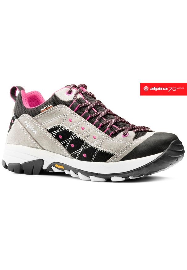 Buty Trekkingowe damskie Alpina Glacia Vibram skórzane. Kolor: szary. Materiał: skóra