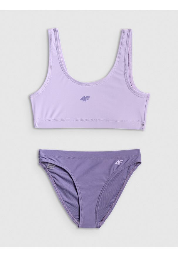 4f - 4F Kostium kąpielowy dwuczęściowy dziewczęcy - fioletowy 134/140 (8-10 lat). Kolor: fioletowy