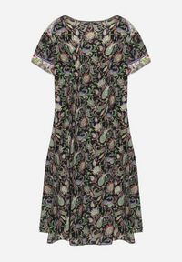 Born2be - Czarno-Zielona Wiskozowa Sukienka Rozkloszowana we Wzór Paisley Mastis. Kolor: czarny. Materiał: wiskoza. Wzór: paisley #3