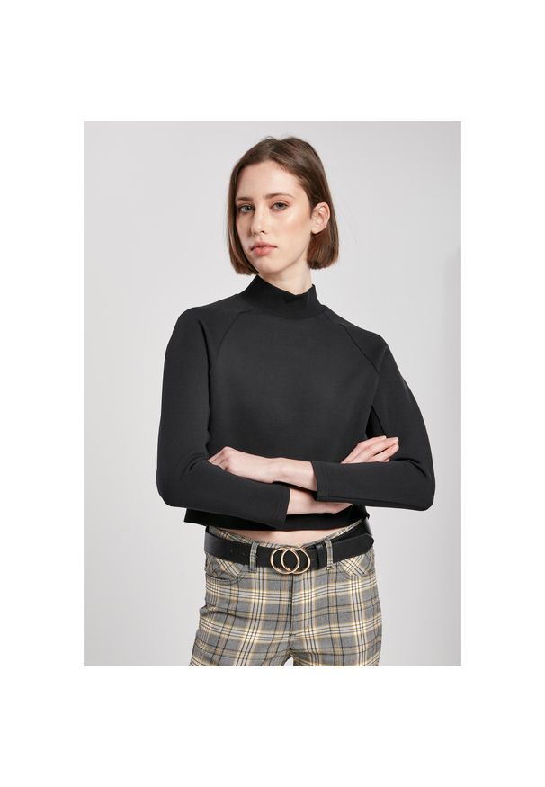Sweter damski Urban Classics interlock short crew. Kolor: czarny. Materiał: polar. Sezon: zima