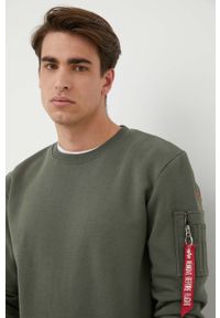Alpha Industries bluza męska kolor zielony z nadrukiem. Okazja: na co dzień. Kolor: zielony. Długość rękawa: długi rękaw. Długość: długie. Wzór: nadruk. Styl: casual #2