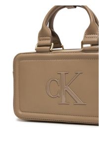 Calvin Klein Torebka Bold Ck Elongated Mini Tote LV04F3411G Beżowy. Kolor: beżowy. Materiał: skórzane #6