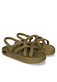 Bohonomad Sandały Bodrum Platform BOD.0011.PRS Khaki. Kolor: brązowy. Materiał: materiał. Obcas: na platformie #4