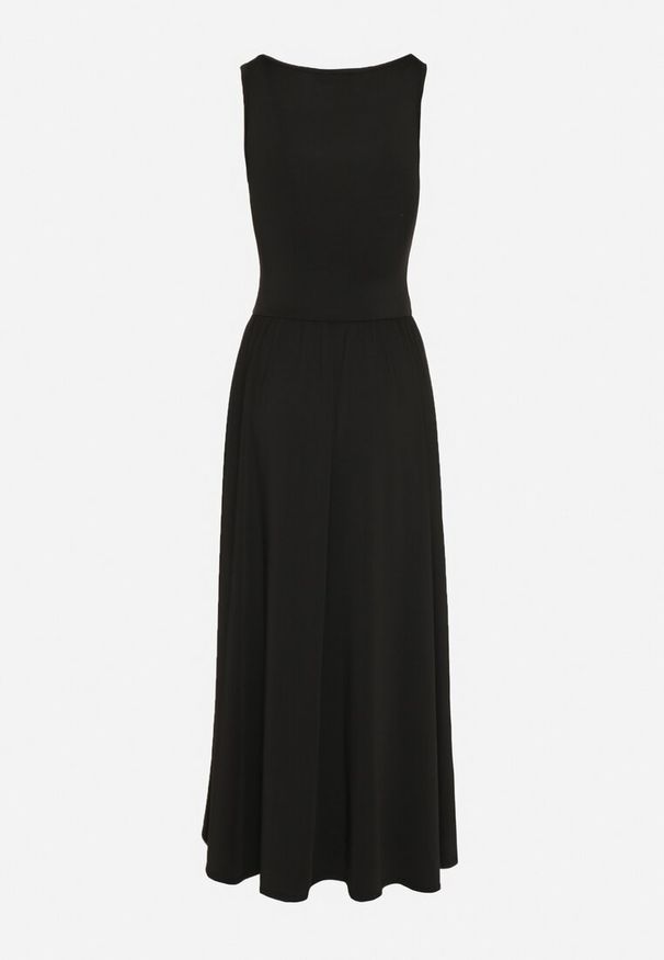 Born2be - Czarna Sukienka z Wiskozą o Rozkloszowanym Kroju z Kwadratowym Dekoltem Tilvia. Okazja: na co dzień. Typ kołnierza: dekolt kwadratowy. Kolor: czarny. Materiał: wiskoza. Długość rękawa: na ramiączkach. Sezon: lato. Styl: casual