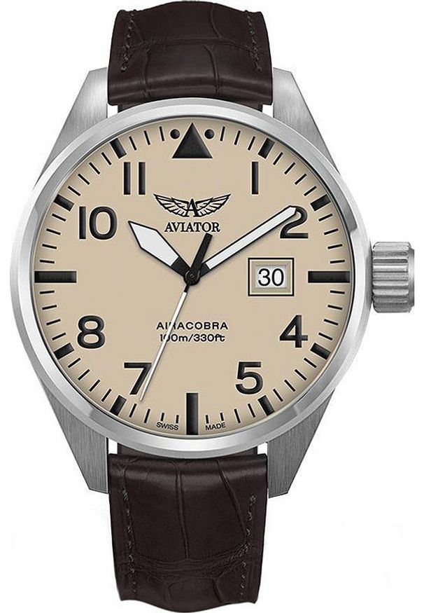 AVIATOR - Zegarek Aviator Zegarek męski Aviator V.1.22.0.190.4 brązowy. Kolor: brązowy