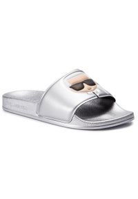 Karl Lagerfeld - Klapki KARL LAGERFELD KL80905 Silver Rubber. Kolor: srebrny. Materiał: skóra #1