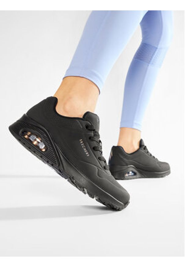 skechers - Skechers Sneakersy Uno-Stand On Air 73690/BBK Czarny. Kolor: czarny. Materiał: skóra