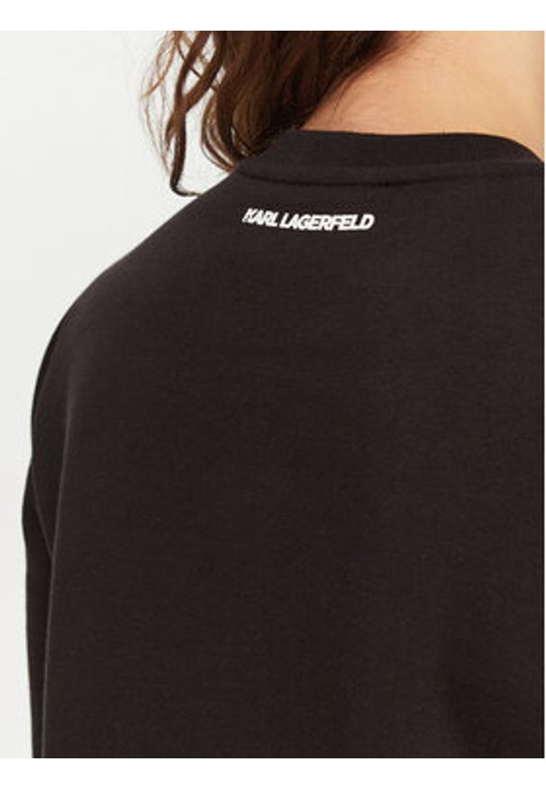 Karl Lagerfeld - KARL LAGERFELD Bluza A1W20081 Czarny Regular Fit. Typ kołnierza: dekolt w karo. Kolor: czarny. Materiał: bawełna