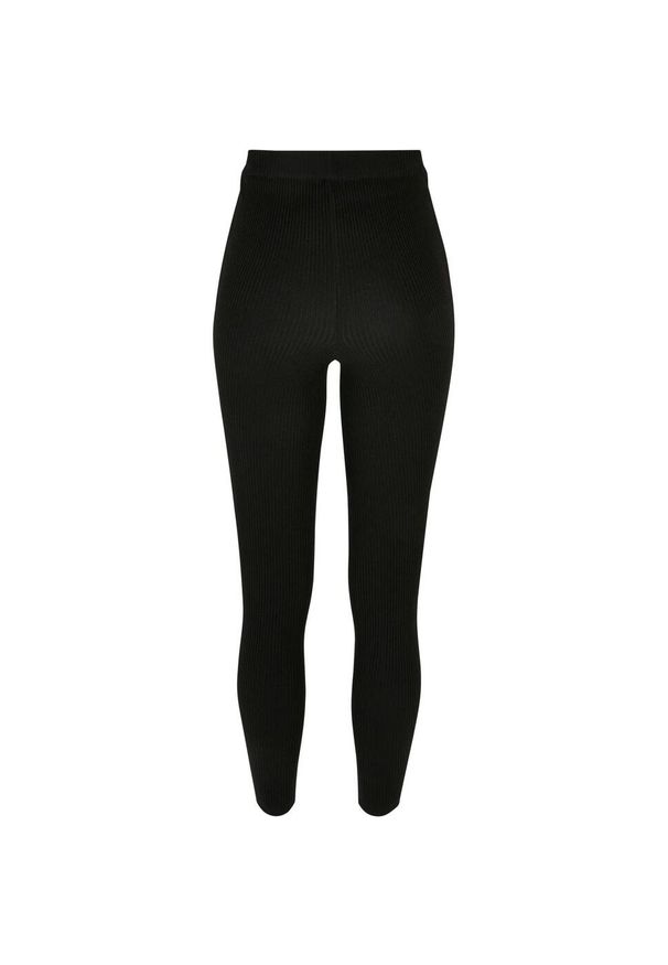 Urban Classics - Legginsy Damskie Z Dzianiny Prążkowanej. Kolor: czarny. Materiał: prążkowany, dzianina. Sport: turystyka piesza
