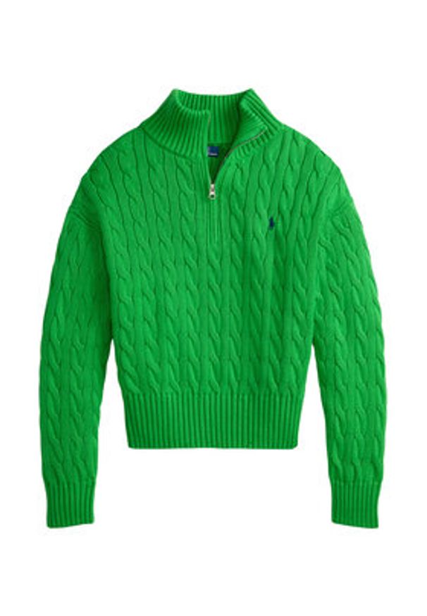 Polo Ralph Lauren Sweter 211963467500 Zielony Relaxed Fit. Typ kołnierza: polo. Kolor: zielony. Materiał: bawełna
