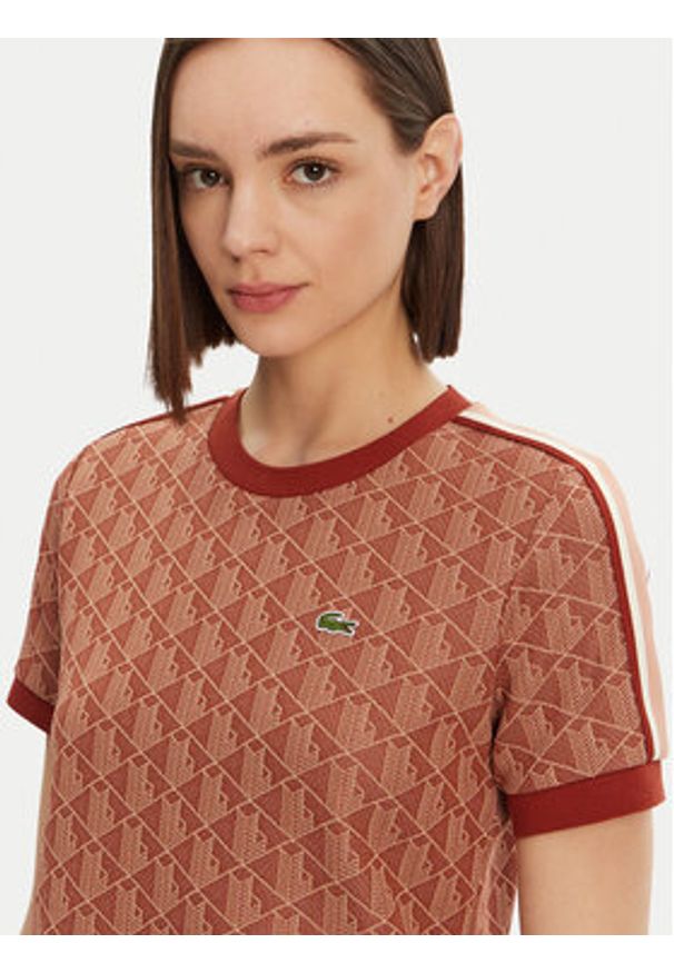 Lacoste T-Shirt TF3244 Pomarańczowy Slim Fit. Kolor: pomarańczowy. Materiał: syntetyk, bawełna