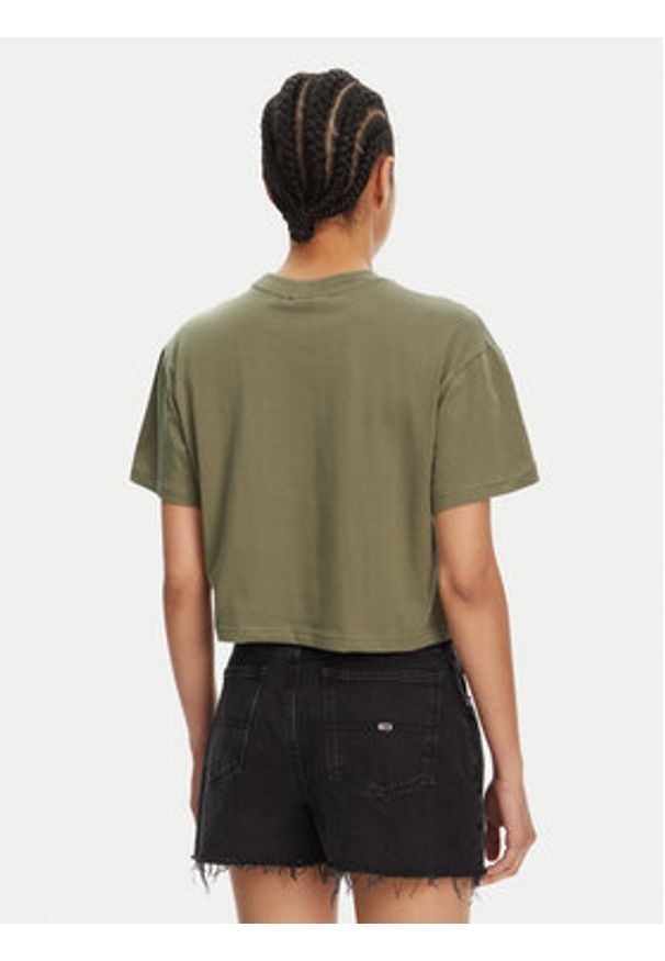 Hunter T-Shirt Abby HARW0059251 Khaki Boxy Fit. Kolor: brązowy. Materiał: bawełna