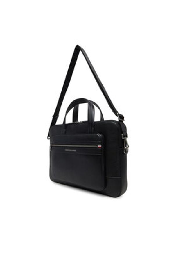 TOMMY HILFIGER - Tommy Hilfiger Torba na laptopa Th Central Computer Bag AM0AM13203 Czarny. Kolor: czarny. Materiał: skóra