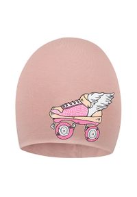 Broel czapka dwustronna dziecięca Claretta kolor różowy z cienkiej dzianiny. Kolor: różowy. Materiał: dzianina