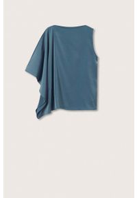 mango - Mango Bluzka Metric damska gładka. Kolor: niebieski. Materiał: tkanina, włókno. Wzór: gładki #2