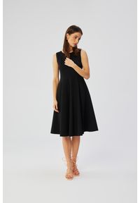 Stylove - Elegancka rozkloszowana sukienka koktajlowa czarna. Kolor: czarny. Styl: elegancki, wizytowy #4