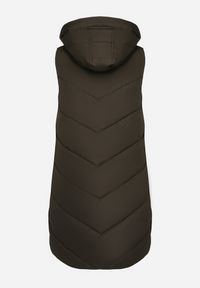 Born2be - Ciemnozielona Pikowana Kamizelka na Suwak z Kapturem i Sznurkami Mivissea. Typ kołnierza: kaptur. Kolor: zielony. Styl: elegancki, sportowy #7