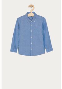 TOMMY HILFIGER - Tommy Hilfiger - Koszula dziecięca 104-176 cm. Okazja: na co dzień. Kolor: niebieski. Materiał: tkanina, bawełna, elastan. Długość: długie. Wzór: gładki. Styl: casual #1