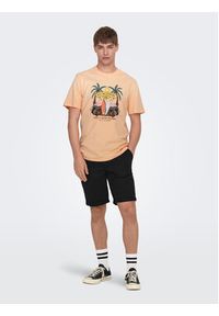 Only & Sons T-Shirt 22026084 Pomarańczowy Regular Fit. Kolor: pomarańczowy. Materiał: bawełna