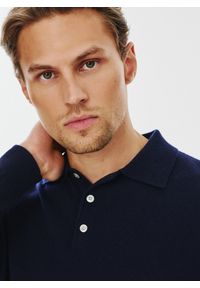 Pako Lorente - PAKO LORENTE – Męski granatowy sweter z kołnierzykiem polo. Typ kołnierza: polo. Kolor: niebieski. Materiał: wełna. Sezon: zima, jesień #4