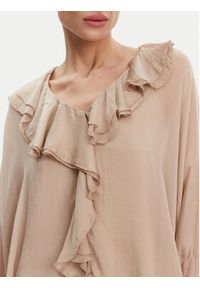 ViCOLO Bluzka TD0019 Beżowy Oversize. Kolor: beżowy. Materiał: jedwab, wiskoza #4
