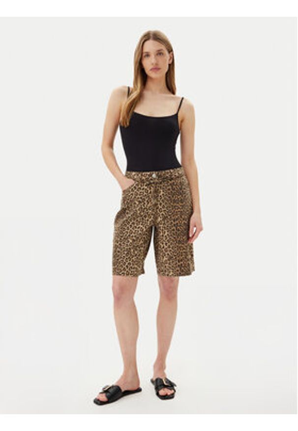 only - ONLY Szorty jeansowe Naomi 15351037 Brązowy Regular Fit. Kolor: brązowy. Materiał: bawełna