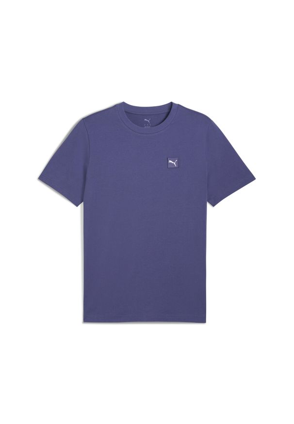Puma - Męska koszulka Essentials Elevated PUMA Blue Crystal. Kolor: niebieski. Wzór: aplikacja, haft