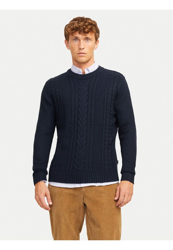 Jack & Jones - Jack&Jones Sweter Craig 12258480 Granatowy Regular Fit. Kolor: niebieski. Materiał: syntetyk