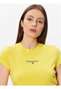 Tommy Jeans T-Shirt Essential Logo DW0DW15444 Żółty Cropped Fit. Kolor: żółty. Materiał: syntetyk