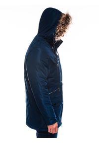 Ombre Clothing - Kurtka męska zimowa parka - granatowa C410 - M. Kolor: niebieski. Materiał: poliester. Sezon: zima #4