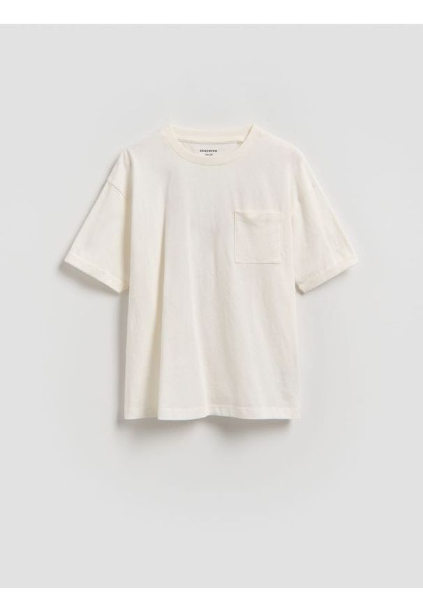 Reserved - Bawełniany t-shirt - biały. Kolor: biały. Materiał: bawełna