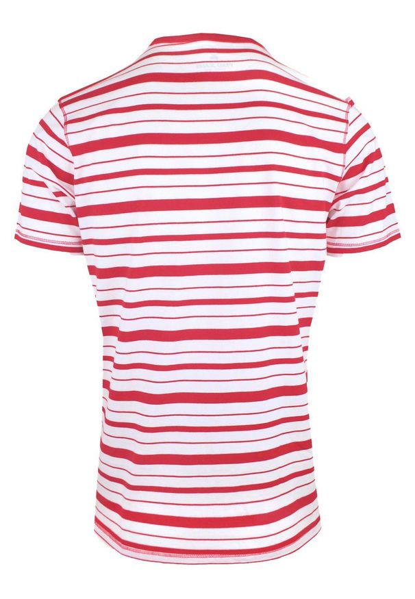 T-Shirt (Koszulka) Męska - Pako Jeans - Biało-Czerwona w Prążek. Okazja: na co dzień. Kolor: czerwony. Materiał: bawełna. Wzór: paski, prążki. Styl: casual
