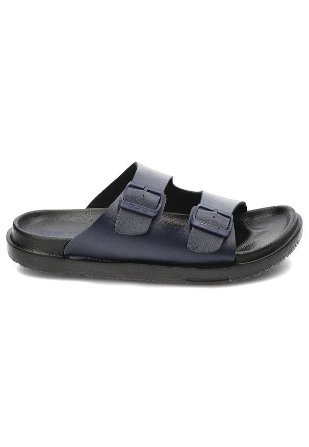 Big-Star - Granatowe Klapki Big Star Wsuwane Obuwie Męskie. Okazja: na co dzień, na plażę. Kolor: niebieski. Materiał: materiał. Sezon: lato. Styl: elegancki, casual, klasyczny, sportowy