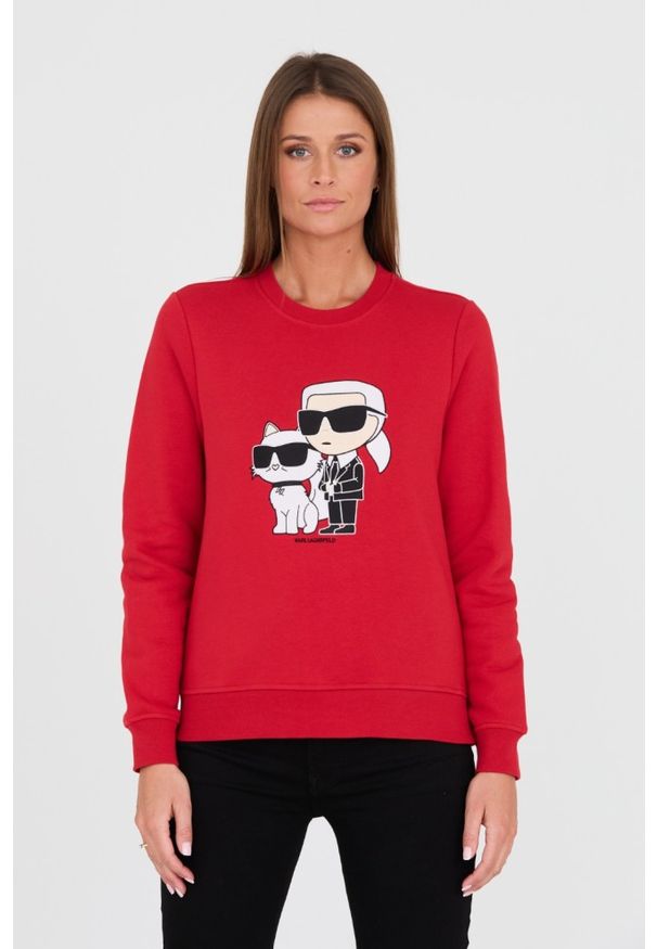 Karl Lagerfeld - KARL LAGERFELD Czerwona damska bluza Ikonik 2.0, Rozmiar XS. Kolor: czerwony