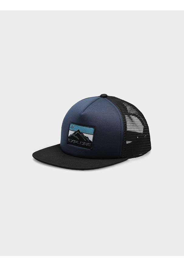 4f - Czapka z daszkiem snapback chłopięca. Kolor: niebieski