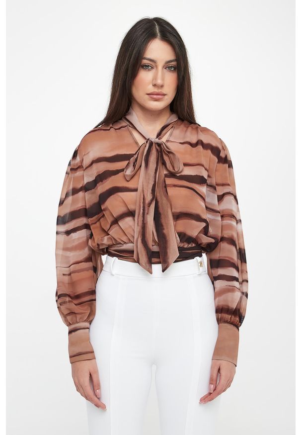 Elisabetta Franchi - Koszula damska ze zwierzęcym nadrukiem ELISABETTA FRA. Wzór: motyw zwierzęcy, nadruk