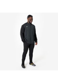 KIPSTA - Bluza piłkarska Kipsta Essential treningowa. Typ kołnierza: komin. Kolor: wielokolorowy, czarny, szary. Materiał: tkanina, elastan, prążkowany, materiał, poliester. Sport: piłka nożna