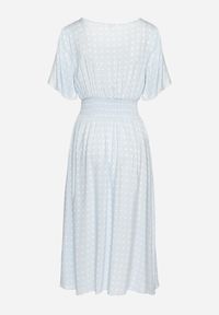 Born2be - Jasnoniebieska Sukienka z Bawełny Rozkloszowana w Kropki Toliennea. Okazja: na co dzień. Kolor: niebieski. Materiał: bawełna. Wzór: kropki. Styl: casual #3