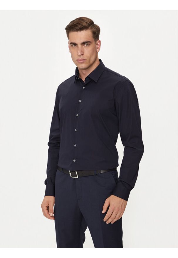 Calvin Klein Koszula K10K113160 Granatowy Slim Fit. Kolor: niebieski. Materiał: bawełna