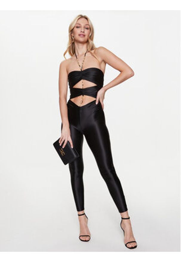 Elisabetta Franchi Kombinezon TU-036-32E2-V360 Czarny Slim Fit. Kolor: czarny. Materiał: syntetyk