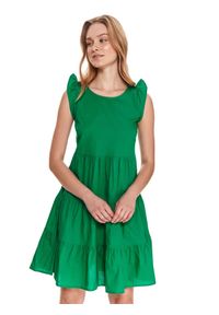 TOP SECRET - Luźna sukienka z falbanami. Kolor: zielony. Długość rękawa: na ramiączkach. Sezon: lato. Styl: wakacyjny #5